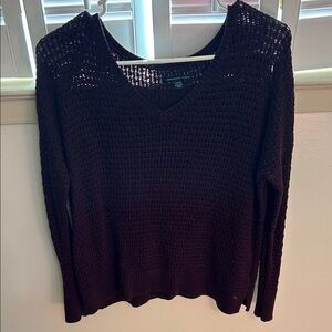 Women's V-Neck Knit Sweater - Dark Maroon